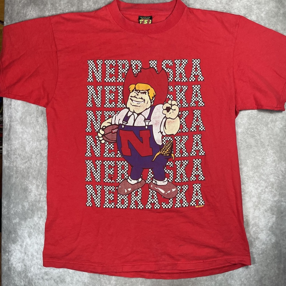 Vintage‎ Nebraska Huskers Football Extra Large T Shirt Y2K CSA NCAA Red
